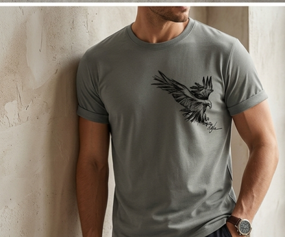 Round Neck Printed T-shirt for Men (Grey, M)