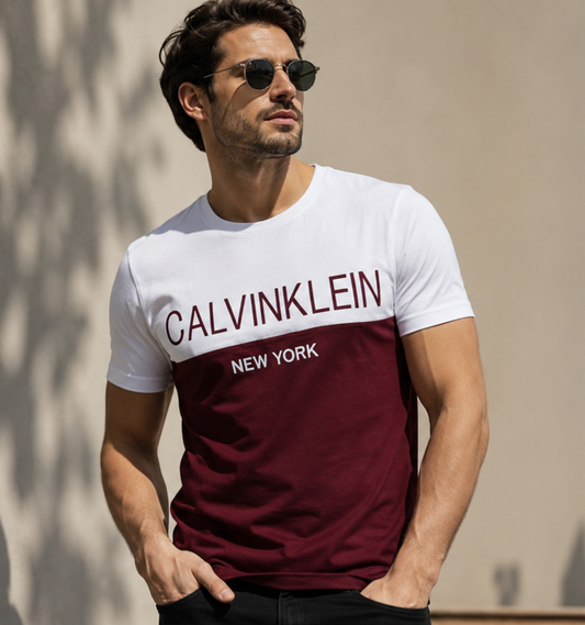 Regular Fit T-Shirt (Maroon & White, L)